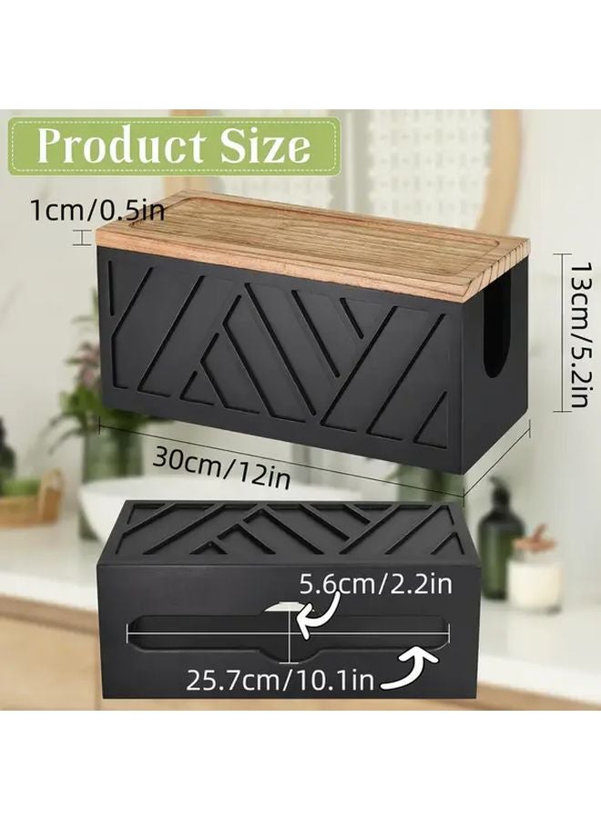 Black Wall Mounted Tissue Dispenser With Lid Bathroom Kitchen Toilet Paper Holder Space Saving Vertical Design Easy Install - Image 3